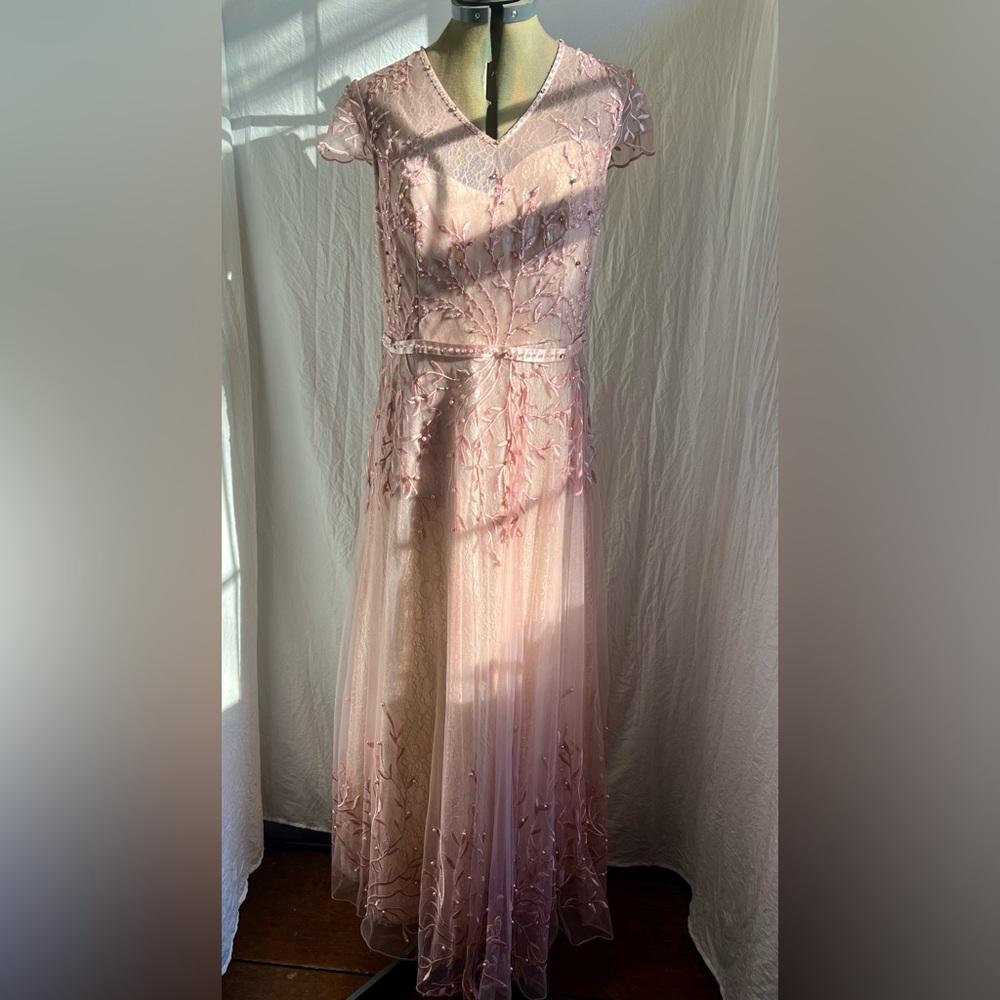 Elegant floral embroidered night or special event dress